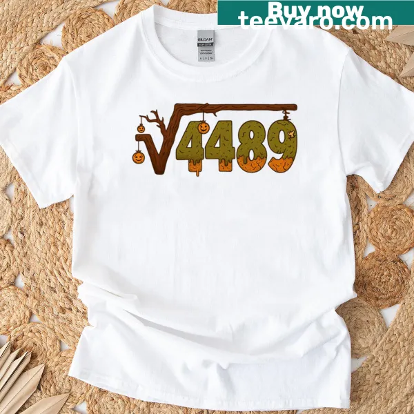 Humorous teen t-shirt featuring square root 4489 design