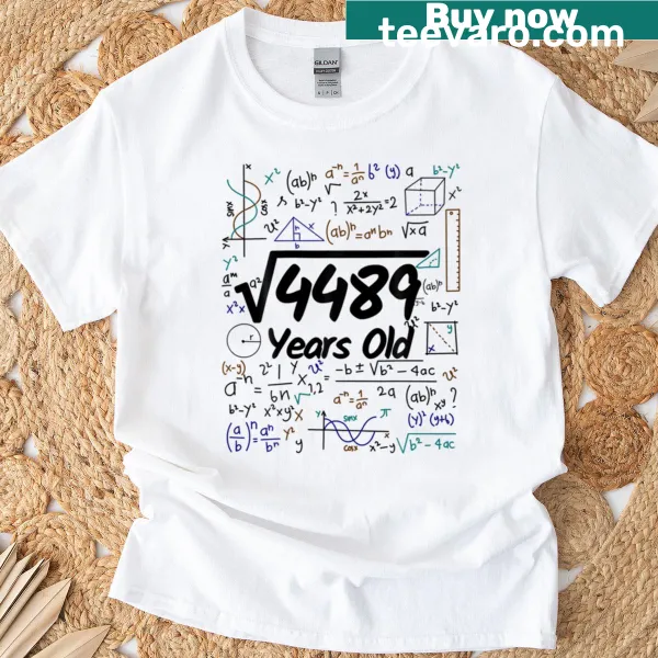 Humorous birthday T-shirt with math meme design.