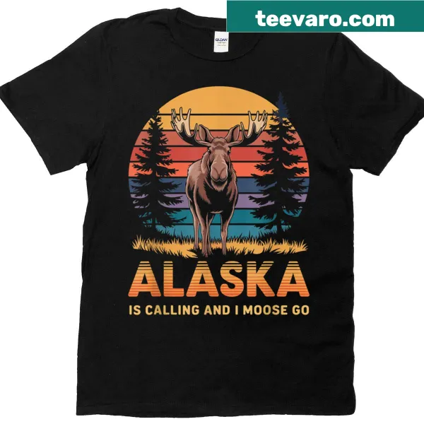 Funny t-shirt with moose graphic and travel text