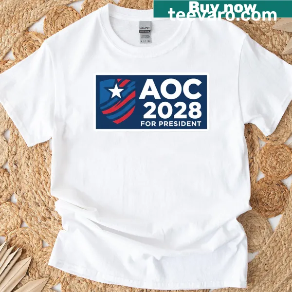 Shield emblem T-shirt for Aoc's 2028 presidential campaign