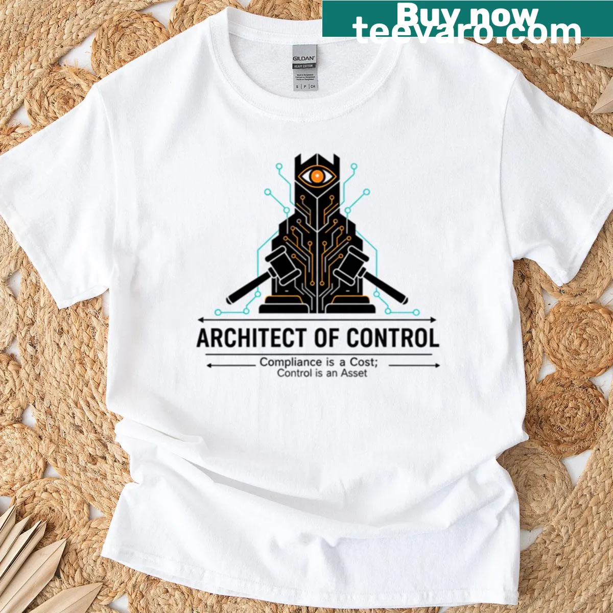 Inspirational text about compliance and control on a T-shirt — on a men's t-shirt