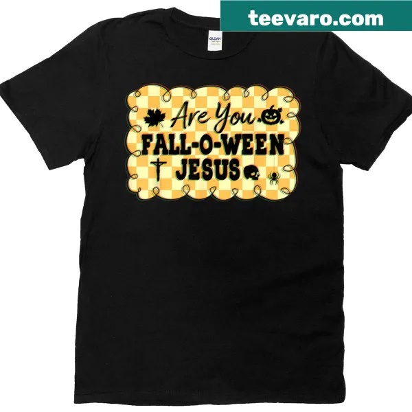 Retro t-shirt featuring 'Fall-o-ween Jesus' graphic