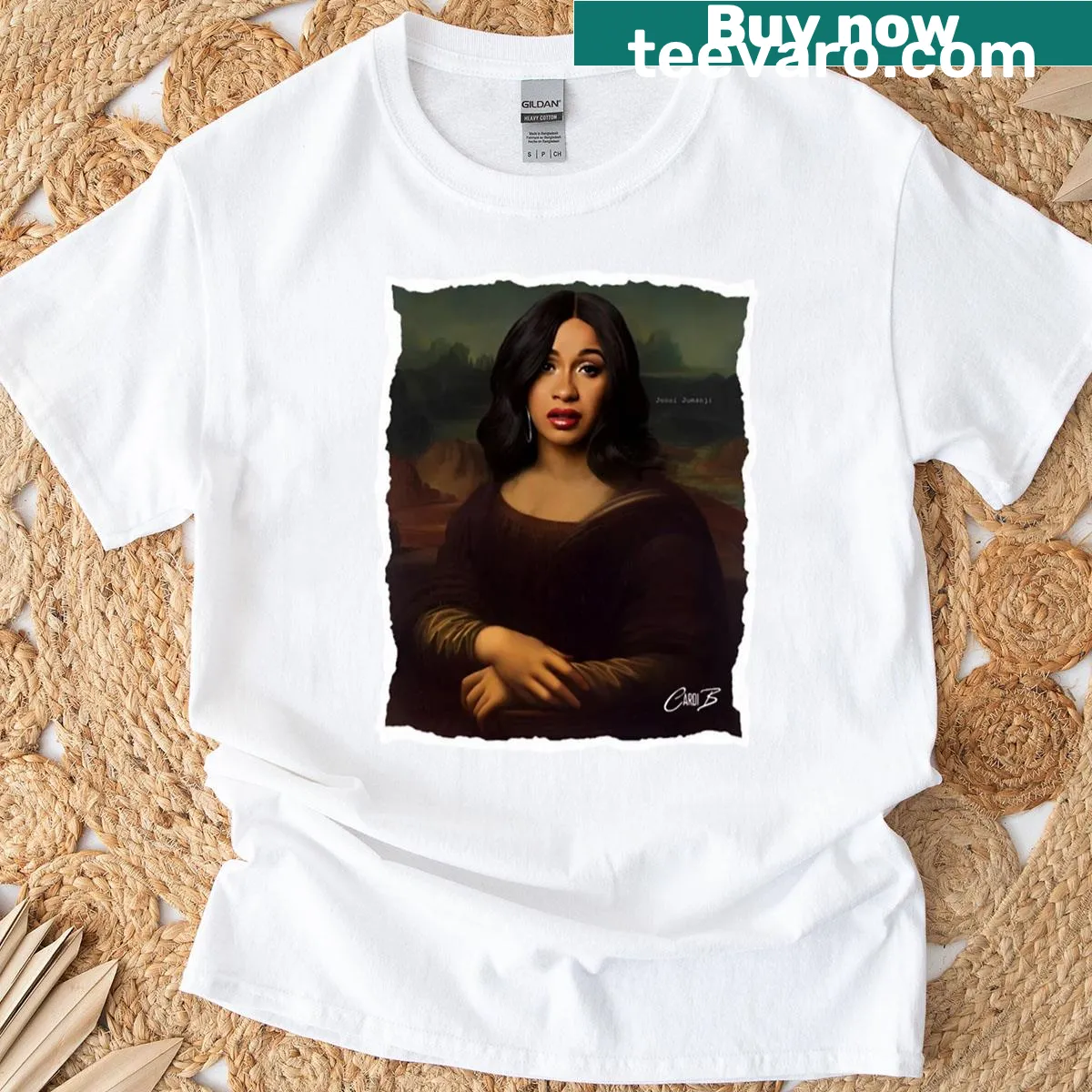 Stylized design of Cardi B on a T-shirt — on a men's t-shirt