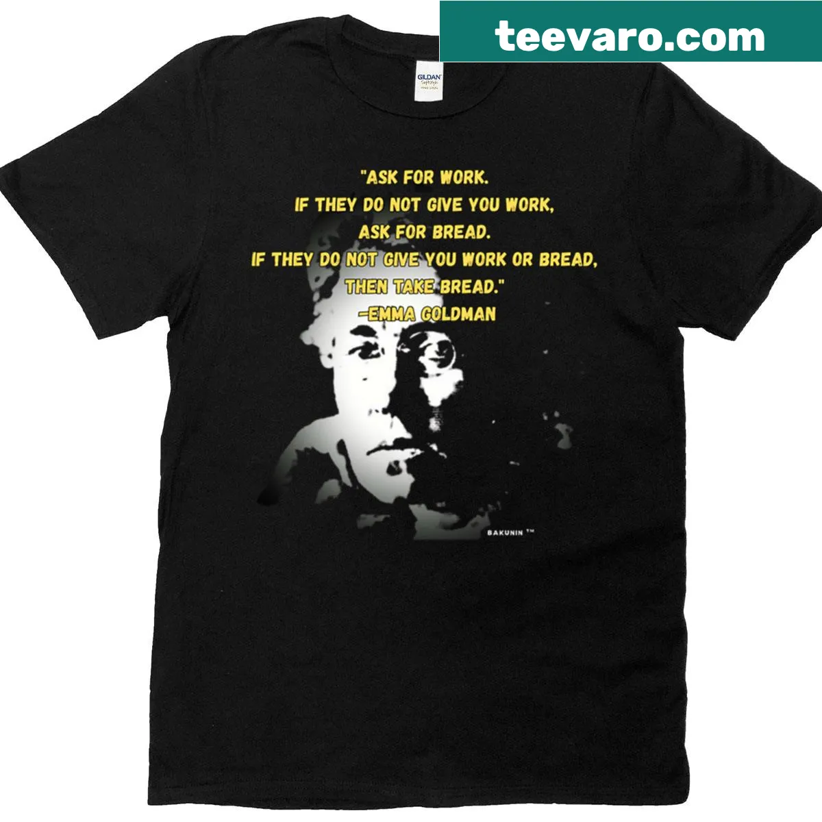 Political t-shirt with a quote from Emma Goldman — on a men's t-shirt