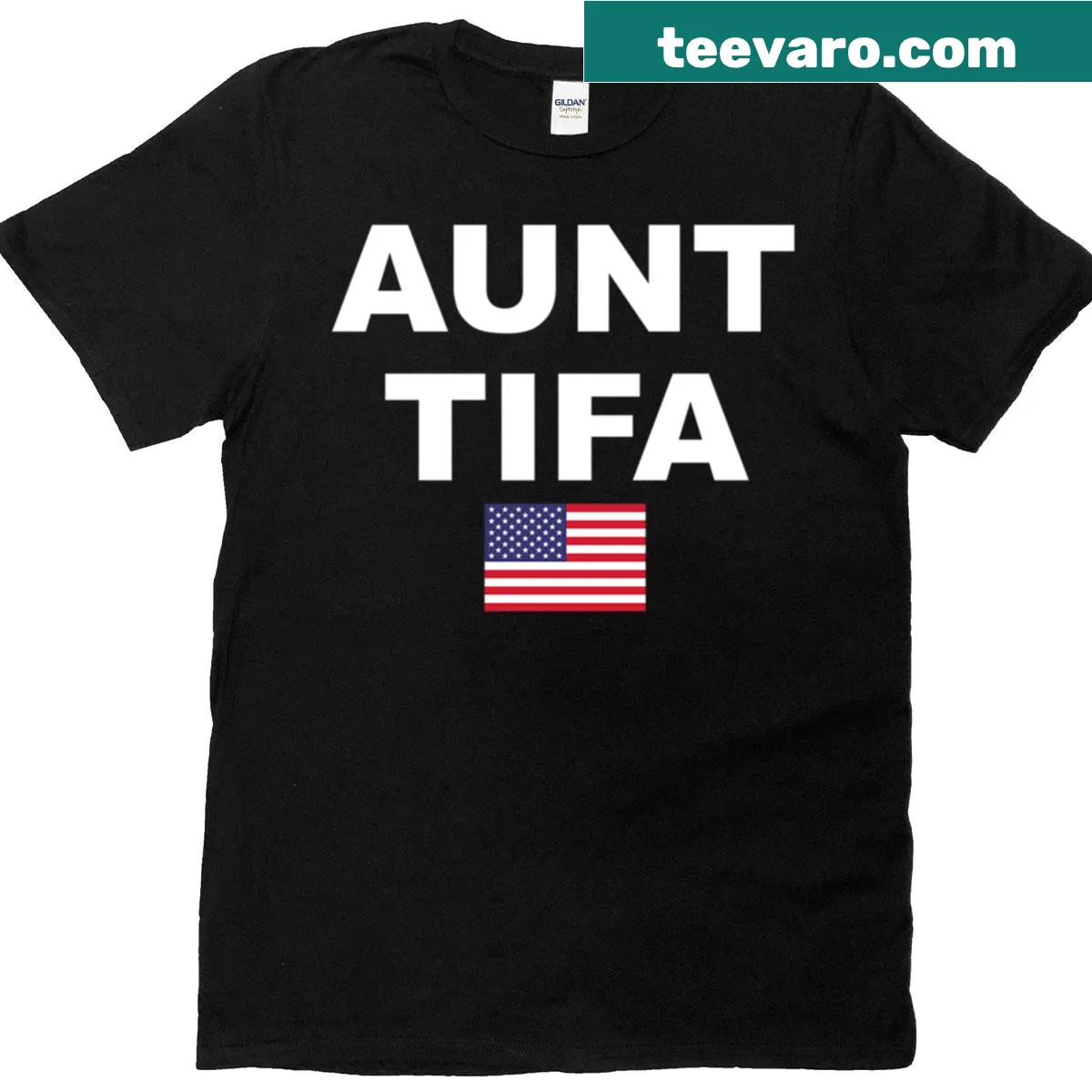 Cute Aunt Tifa t-shirt with playful character design — on a men's t-shirt