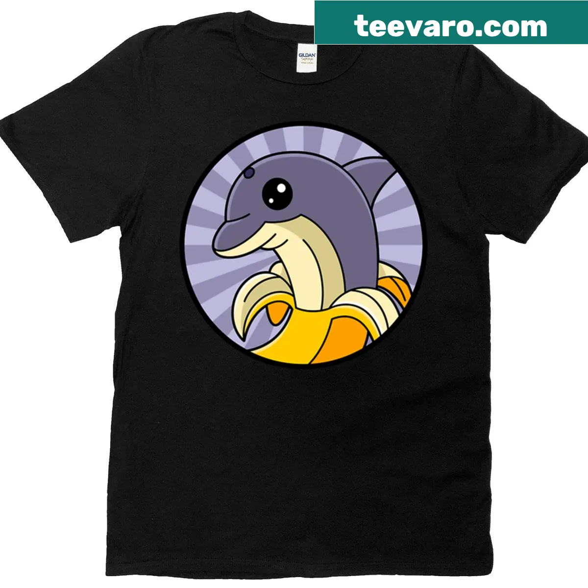 Cute cartoon character Bananita Dolphinita T-shirt — on a men's t-shirt