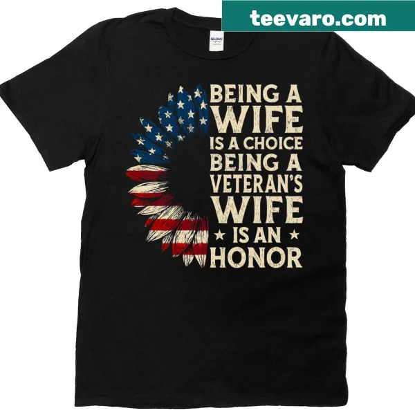 Veterans wife honor graphic on a proud statement T-shirt