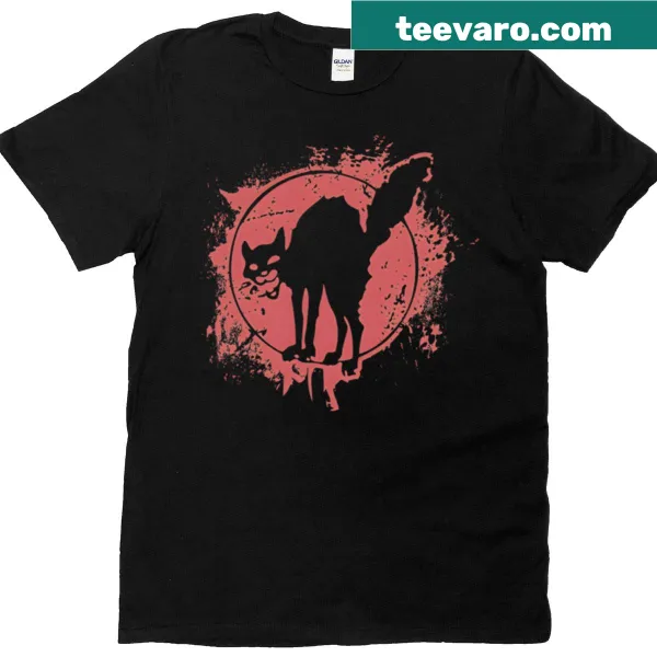 Oversized t-shirt featuring a black cat revolution symbol design
