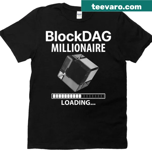 Crypto-themed T-shirt with 'Blockdag Millionaire' phrase