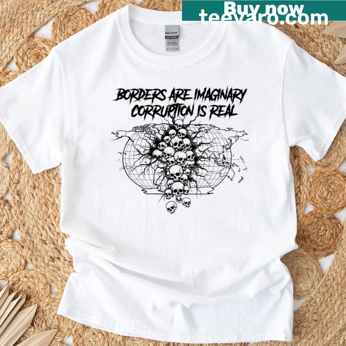 Grindcore skull art with a strong message on a T-shirt. — on a men's t-shirt