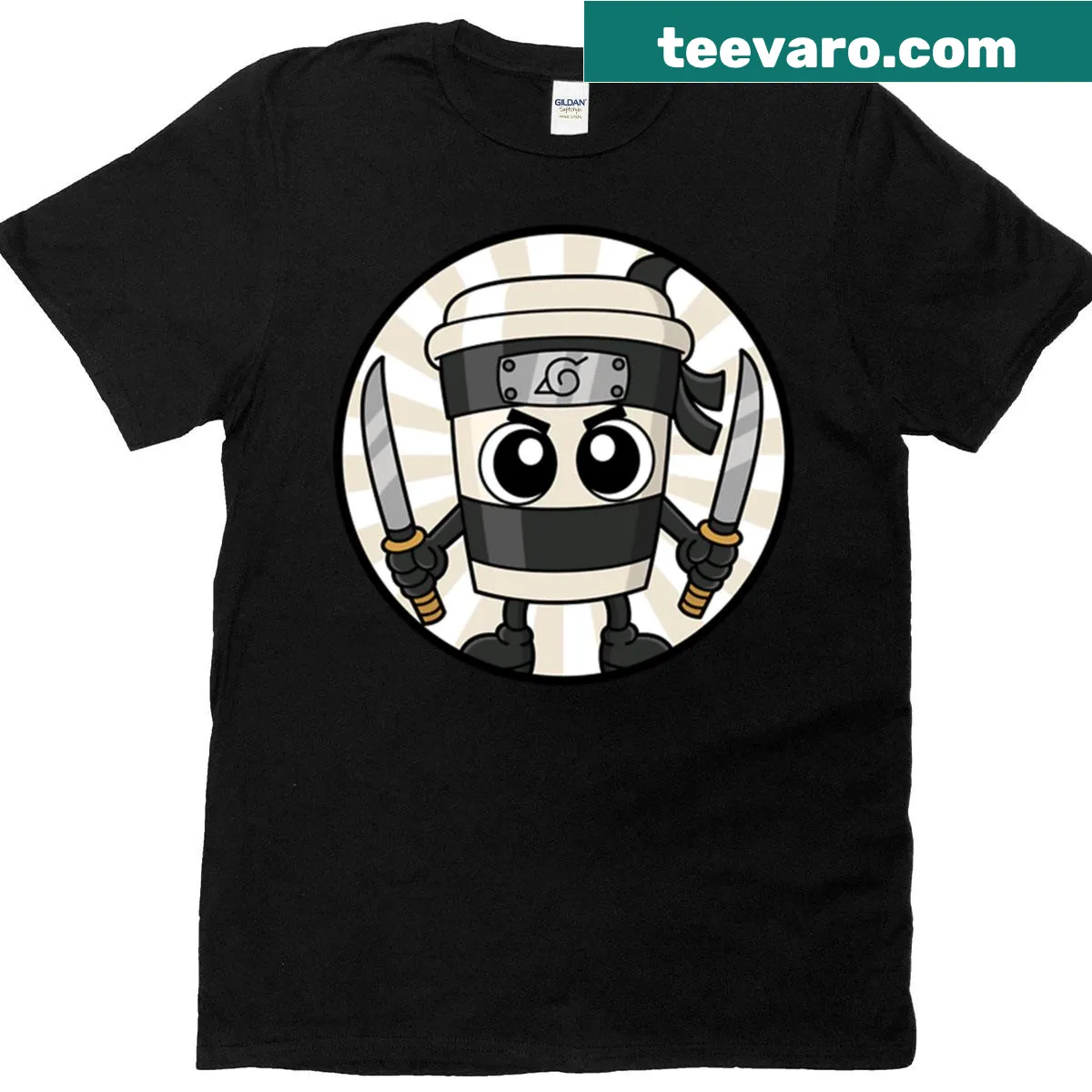 Cute character t-shirt featuring a cappuccino with charm — on a men's t-shirt
