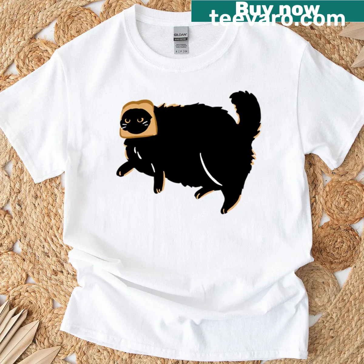 Funny cat bread design graphic on a t-shirt — on a men's t-shirt