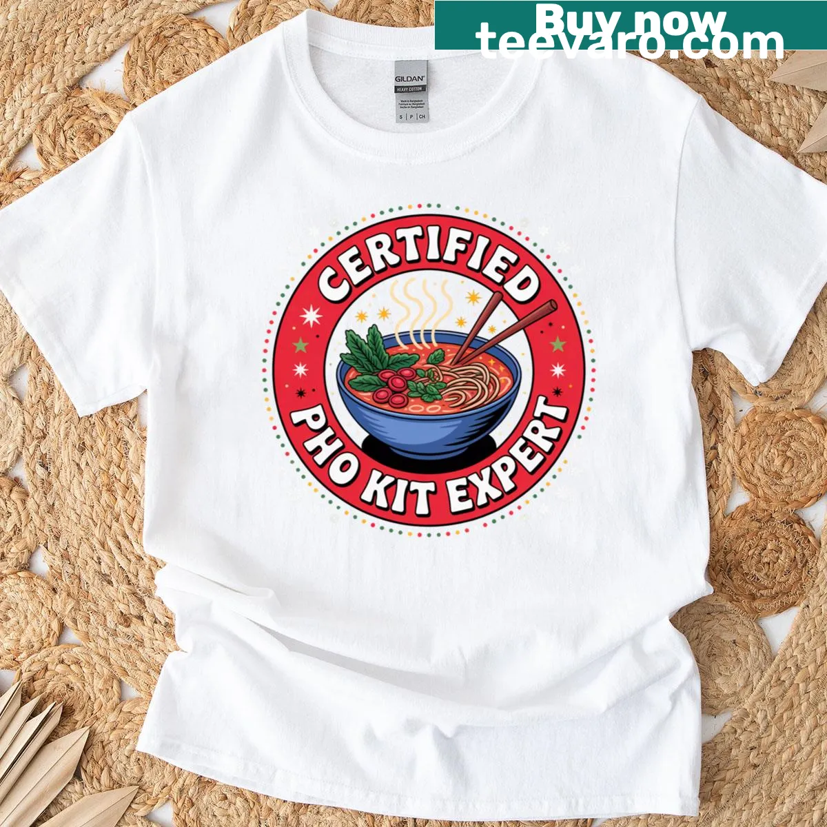 Funny graphic stating 'Certified Pho Kit Expert' on a T-shirt — on a men's t-shirt
