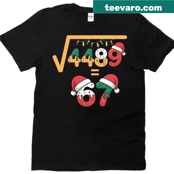 Funny Christmas-themed T-shirt with ice cream drip and math text design