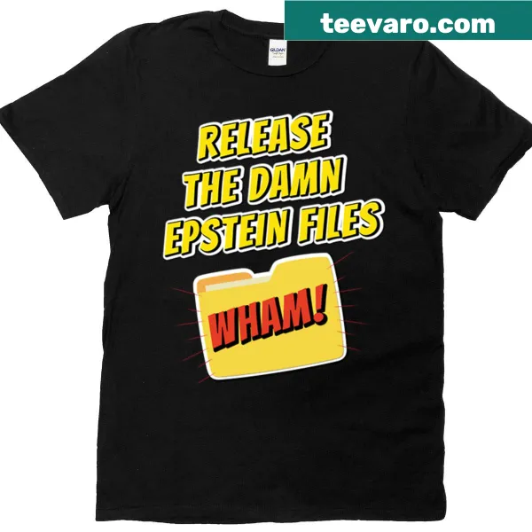 Comic book style t-shirt with the phrase 'Release The Epstein Files'