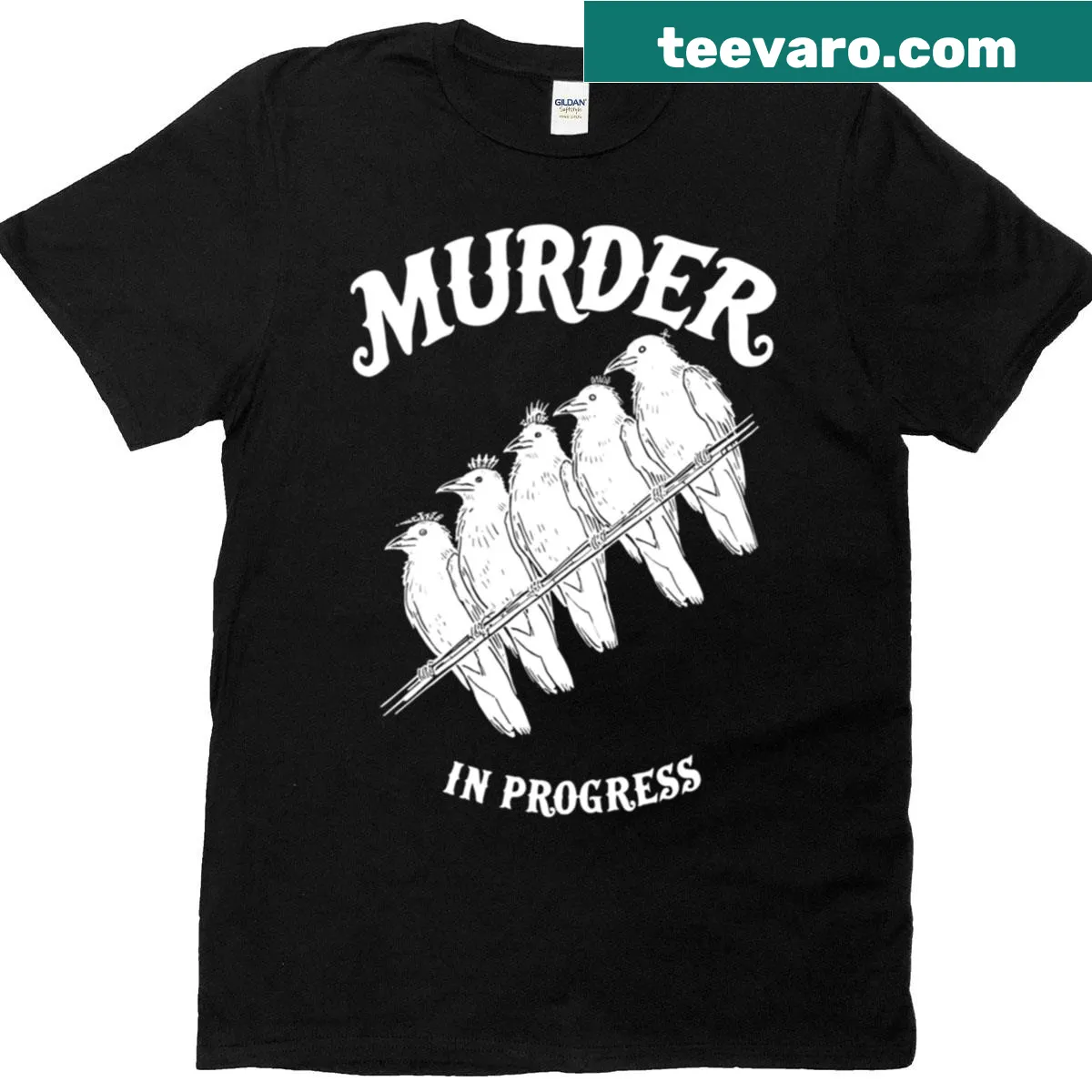 Illustration of crows with a dark theme for t-shirt — on a men's t-shirt