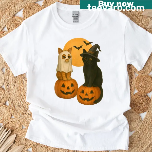 Cute kittens in Halloween costumes including a ghost and a witch