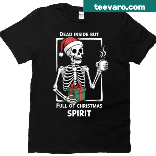 Oversized Christmas T-shirt featuring skeleton design