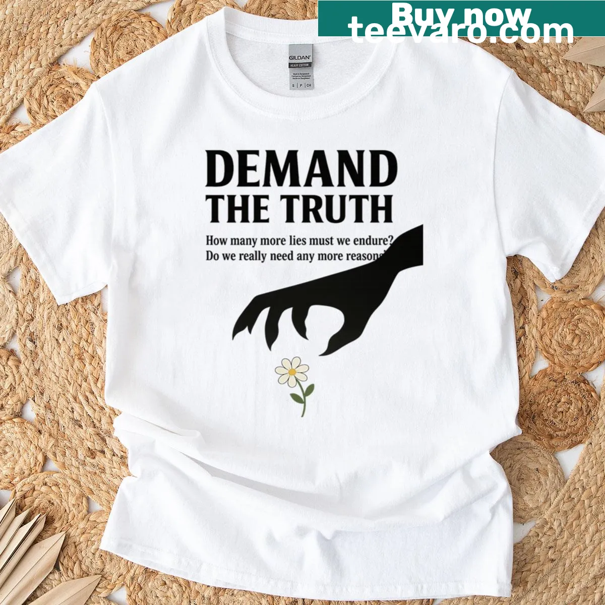T-shirt with the powerful phrase Demand The Truth in bold typography — on a men's t-shirt