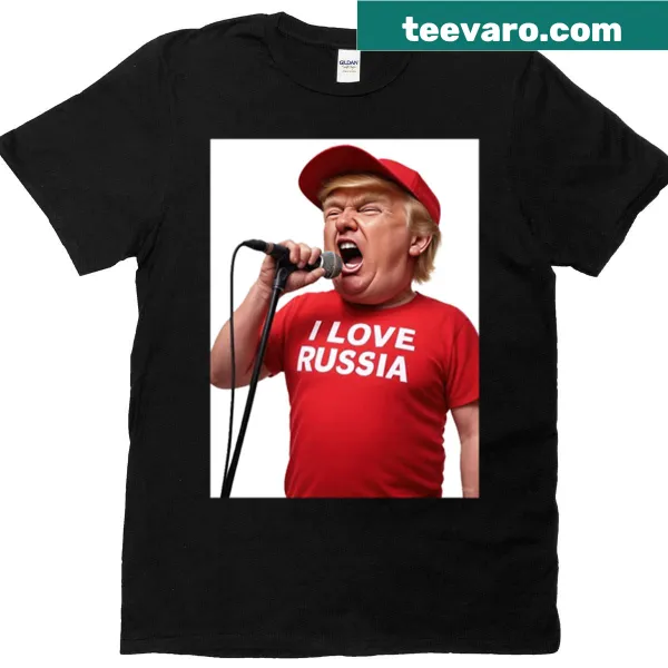 Humorous political T-shirt featuring Donald Trump and Russia theme