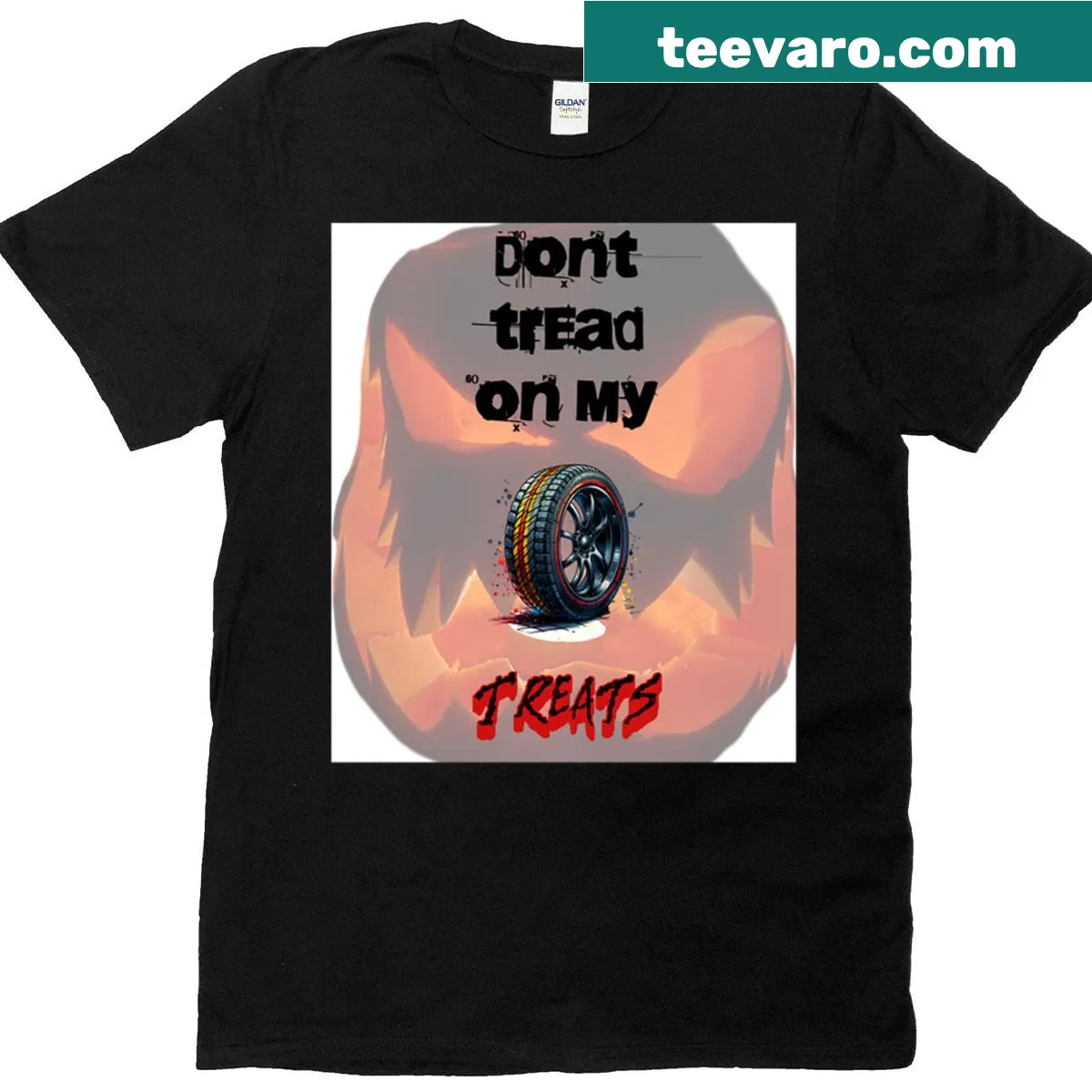 Oversized T-shirt with humorous text about treats and snacks. — on a men's t-shirt