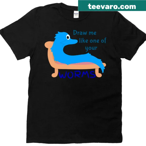 Playful T-shirt with humorous worm illustration