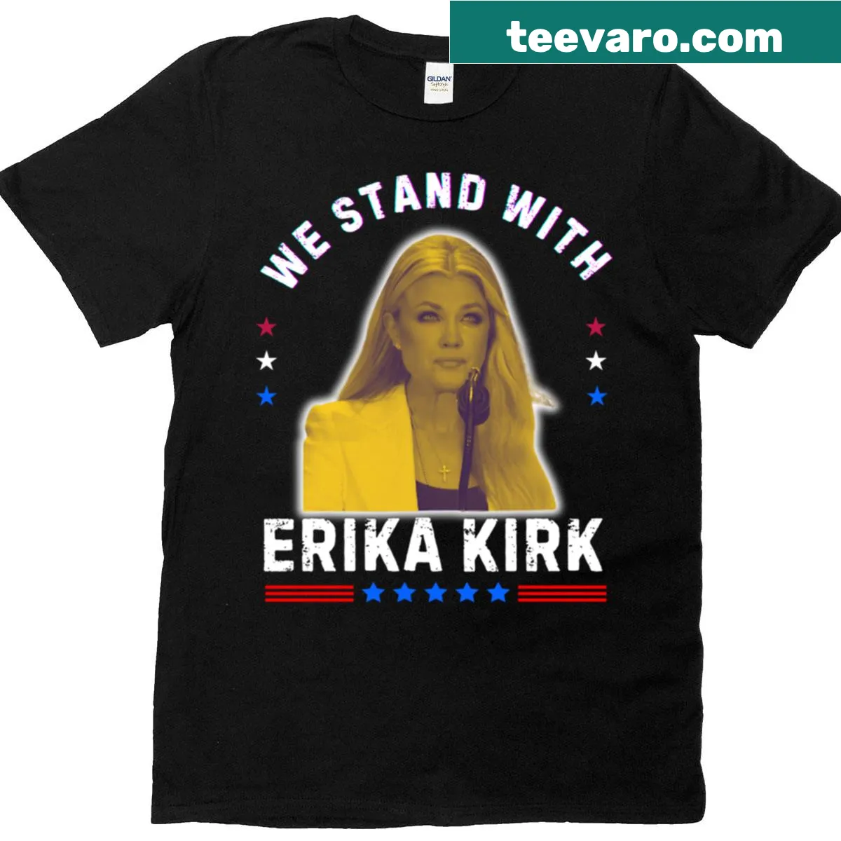 Simple t-shirt featuring the name 'Erika Kirk'. — on a men's t-shirt