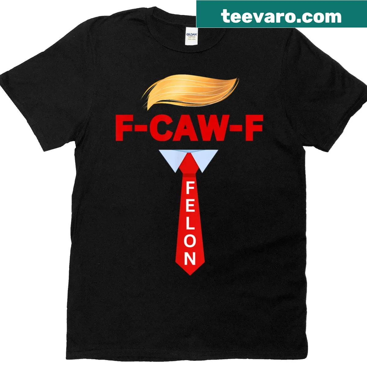 Sarcastic humor T-shirt featuring the phrase 'F-caw-f Felon'. — on a men's t-shirt