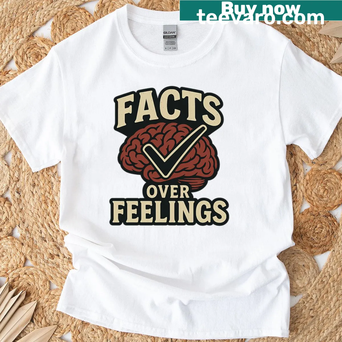 T-shirt with 'Facts Over Feelings' text — on a men's t-shirt
