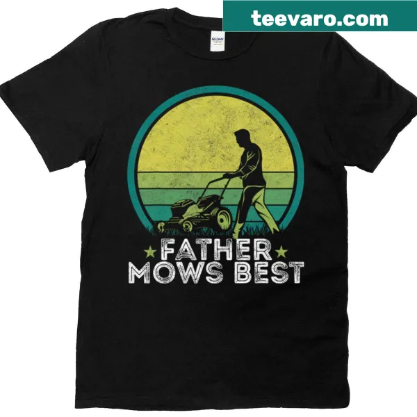 Retro T-shirt with the phrase 'Father Mows Best'