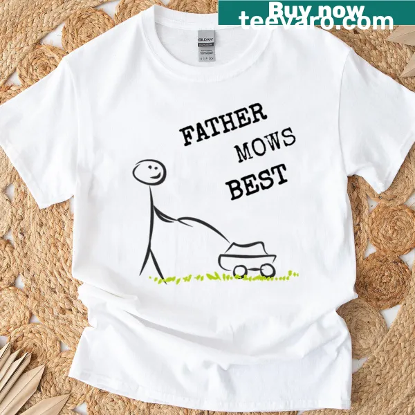 Vintage-style shirt with a humorous lawn mowing graphic