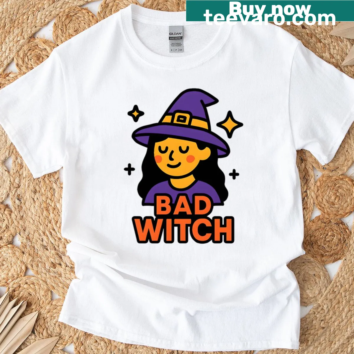 Funny modern witch t-shirt with playful design and humorous text — on a men's t-shirt
