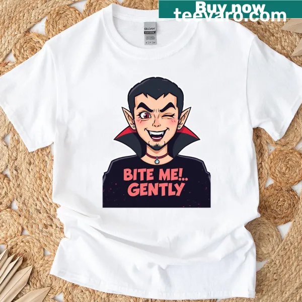 Oversized t-shirt with 'Bite Me Gently' text design