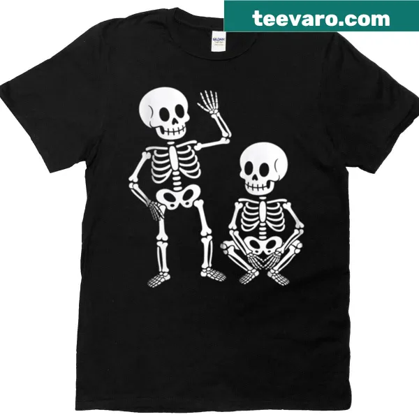 Cartoon dancing skeletons illustration for Halloween on a t-shirt