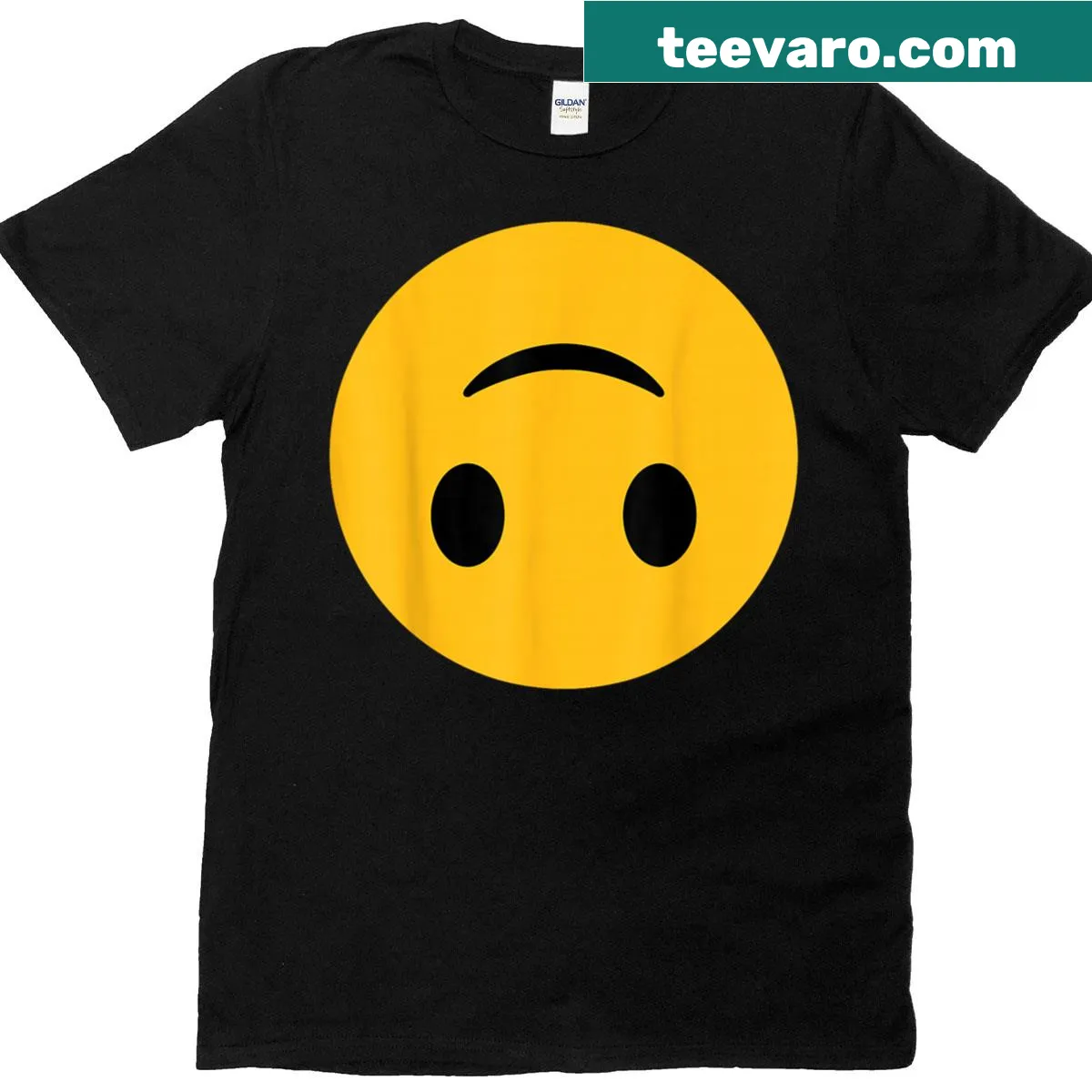 Upside down face emoticon design on a t-shirt — on a men's t-shirt