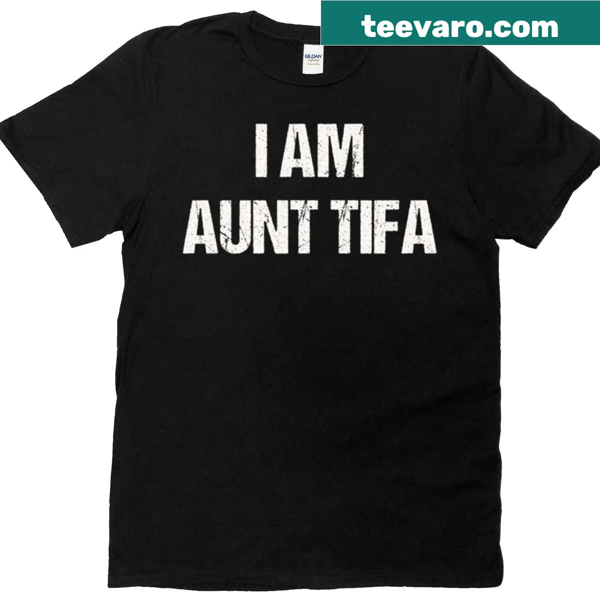 Aunt Tifa funny phrase t-shirt with playful typography. — on a men's t-shirt