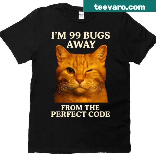 Funny programmer t-shirt with a cat and coding humor design