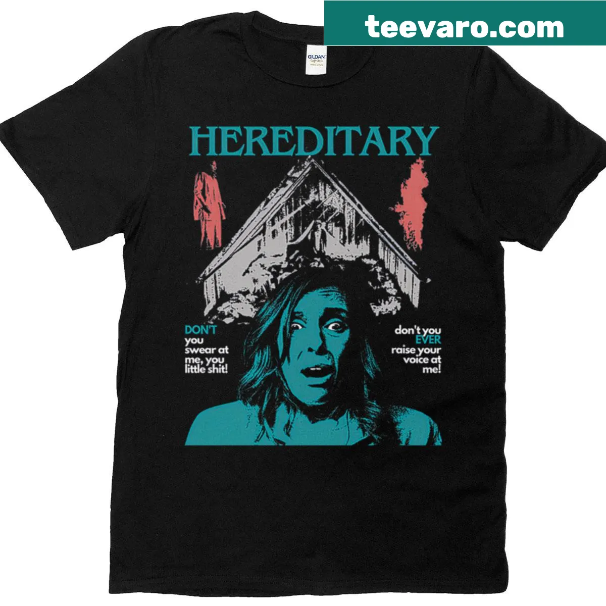 Vintage movie-themed graphic on retro horror t-shirt. — on a men's t-shirt