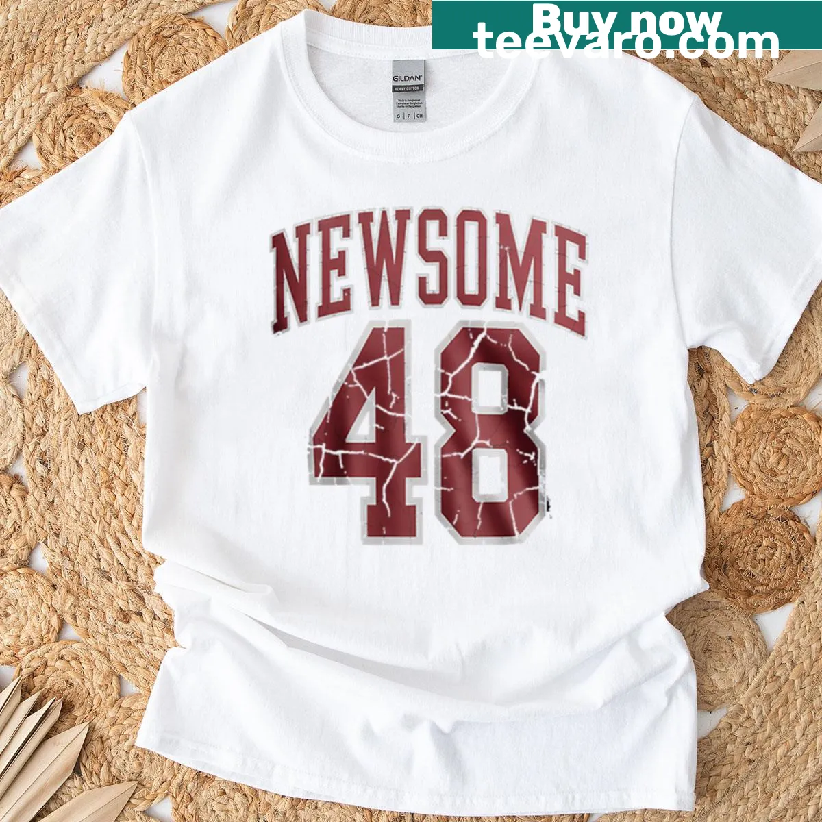 T-shirt featuring Gavin Newsome and the text '48th President' — on a men's t-shirt