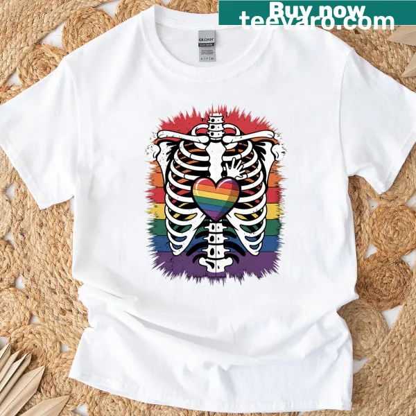 T-shirt featuring rainbow frogs and the phrase 'Gay The Pray Away'