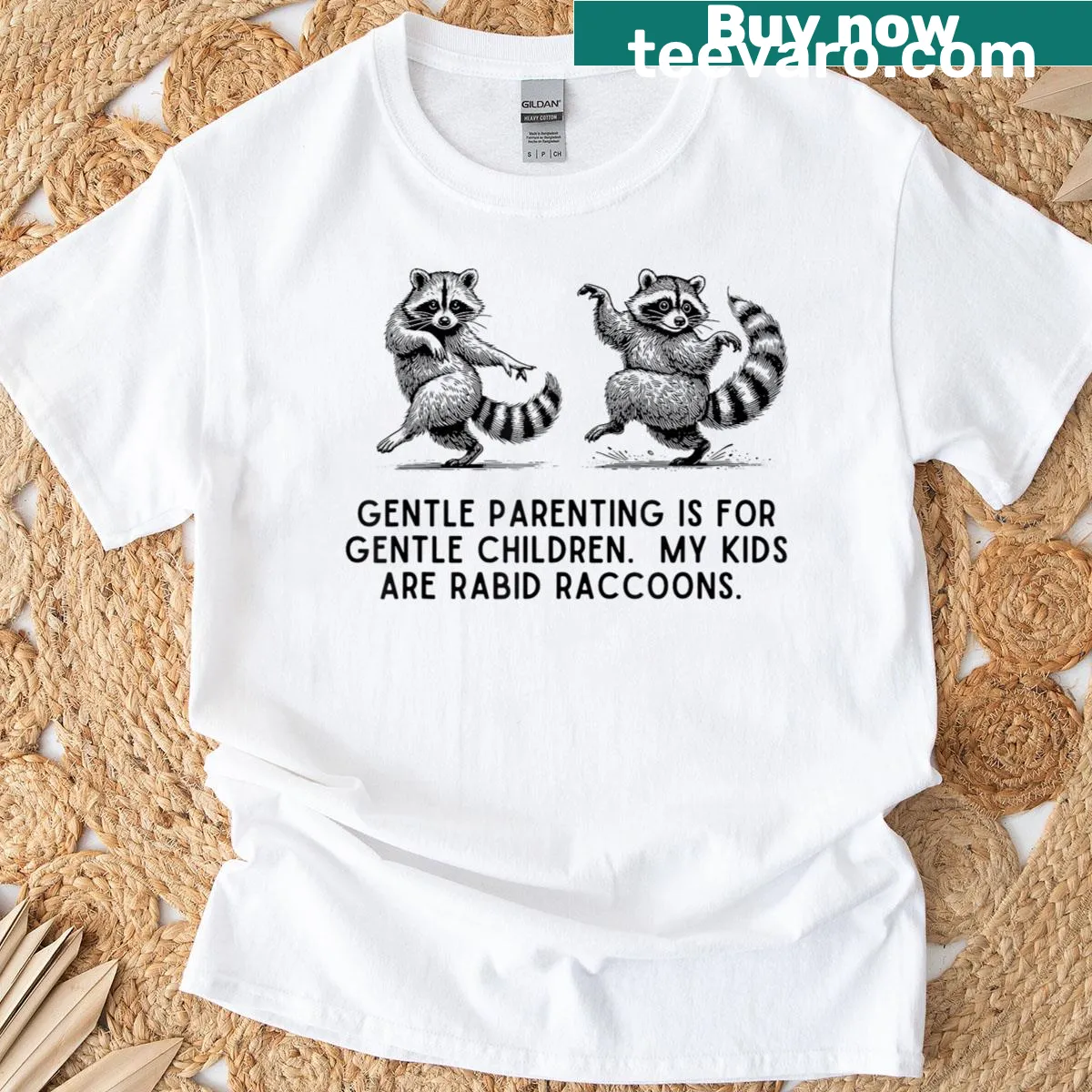 Funny typography t-shirt addressing parenting challenges humorously. — on a men's t-shirt