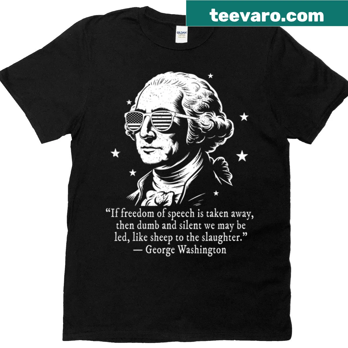 George Washington quote T-shirt with bold typography on freedom of speech — on a men's t-shirt