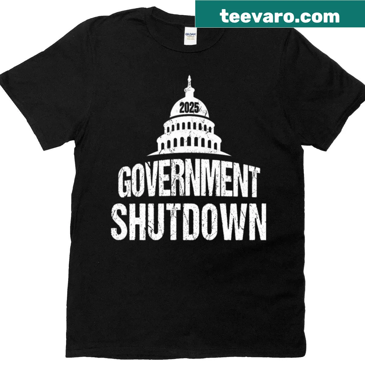 T-shirt featuring the phrase 'Government Shutdown' for political humor — on a men's t-shirt