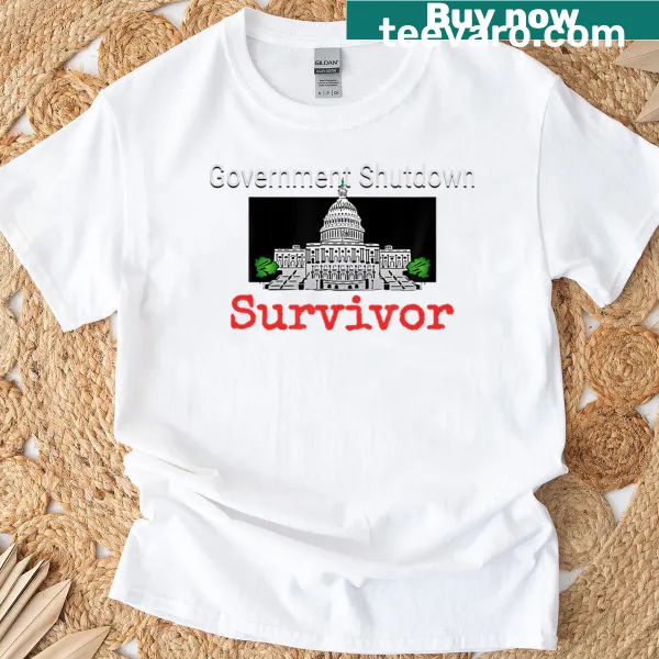 Funny t-shirt featuring Capitol Building with 'Government Shutdown Survivor' text