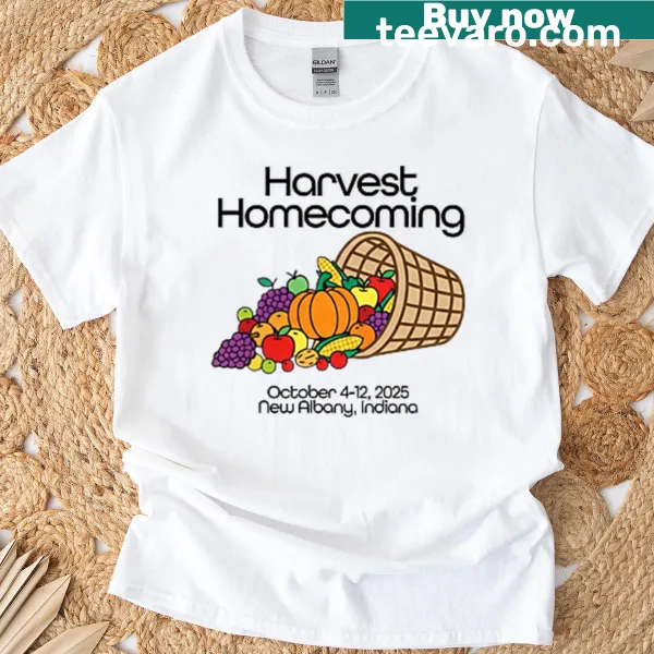 Harvest-themed t-shirt celebrating community and homecoming