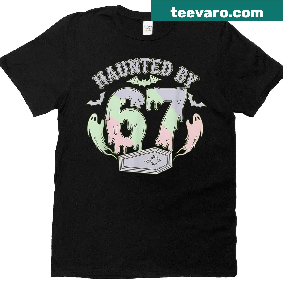 Pastel goth Halloween meme t-shirt design — on a men's t-shirt