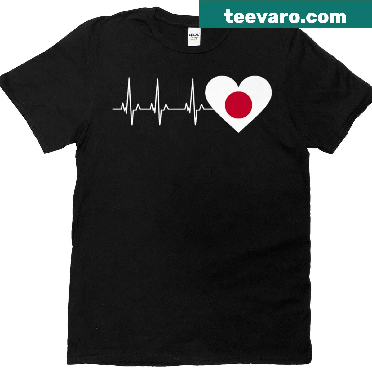 Japanese map with heartbeat graphic representing Japanese culture — on a men's t-shirt