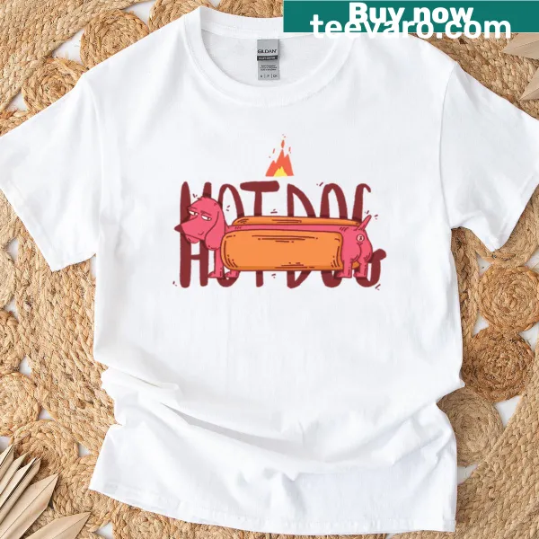 Fun hot dog t-shirt with a whimsical graphic