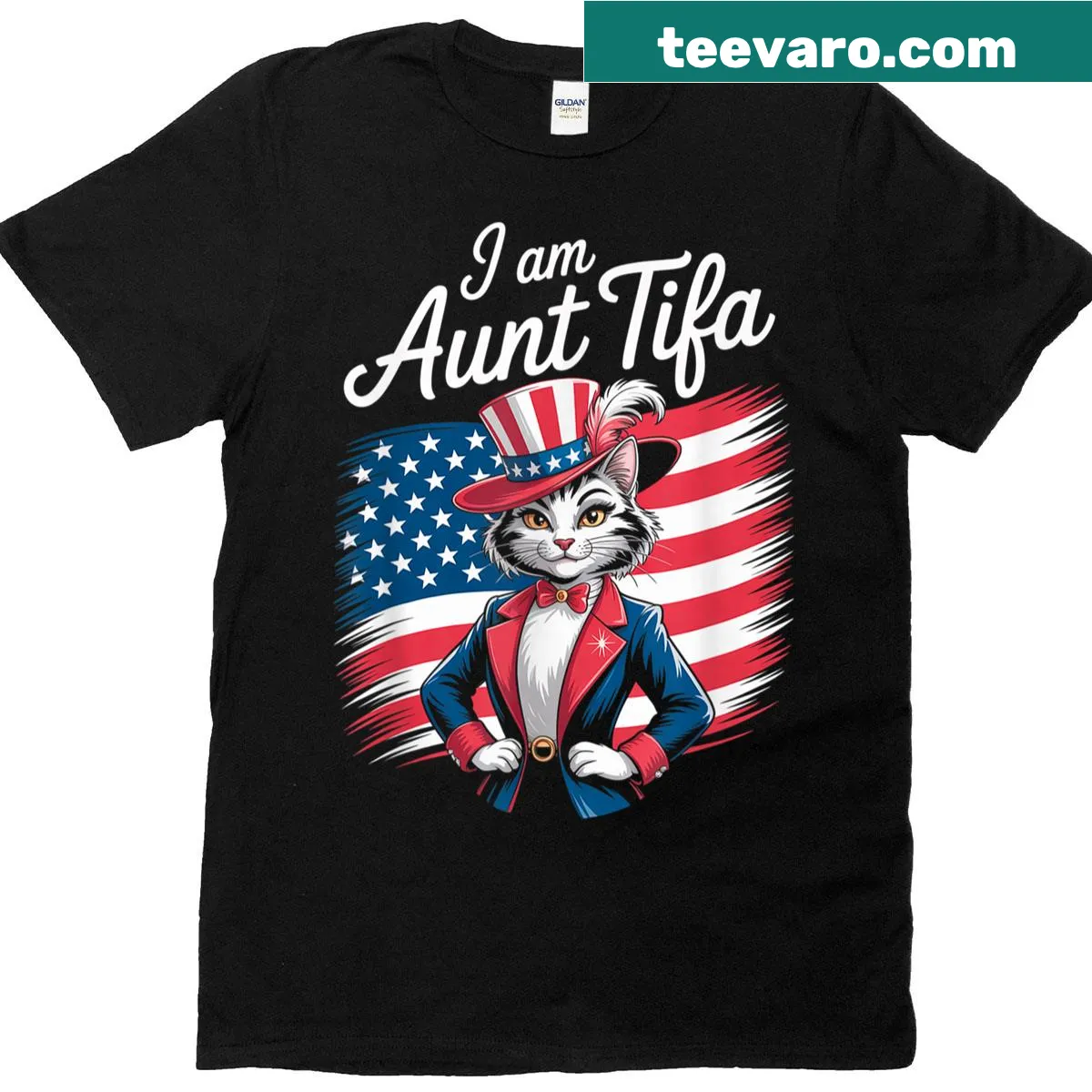 Cute t-shirt with the phrase 'I Am Aunt Tifa' and cat graphic — on a men's t-shirt