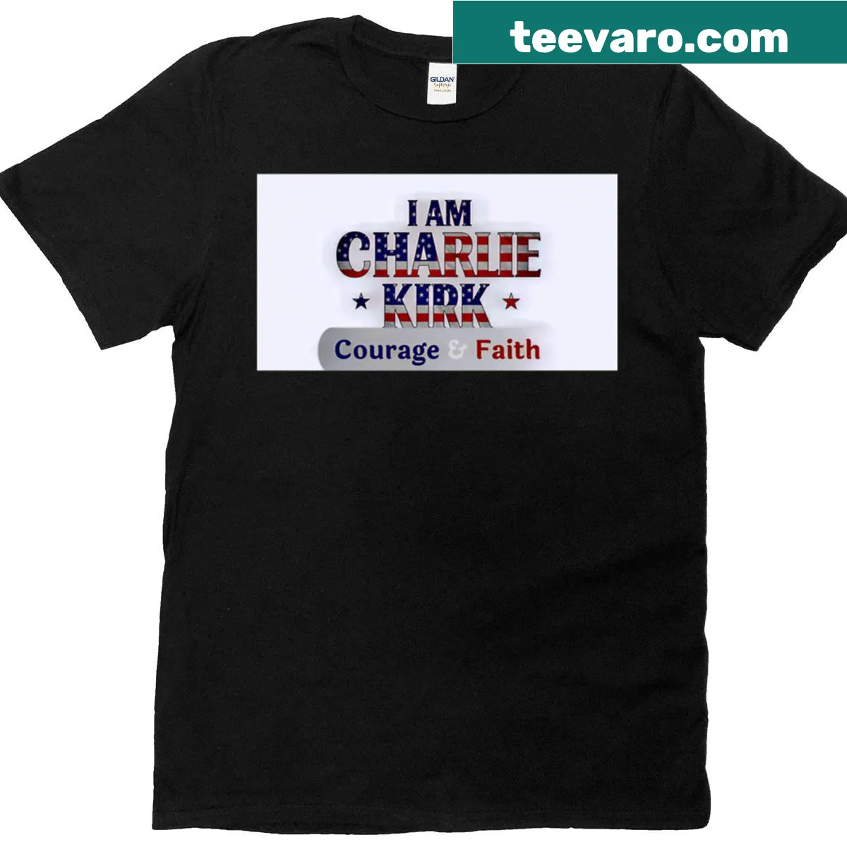 Patriotic t-shirt with US flag and inspirational design — on a men's t-shirt